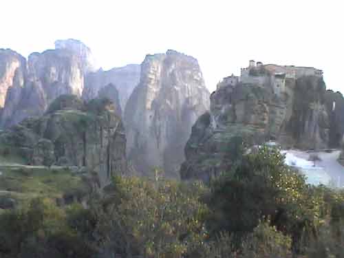 Great Meteoron on its pillar of rocks to the right of the photograph - Meteora